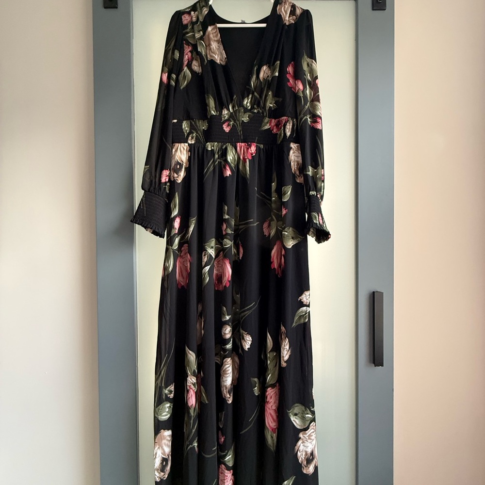 Baltic Born Black Floral Maxi Dress